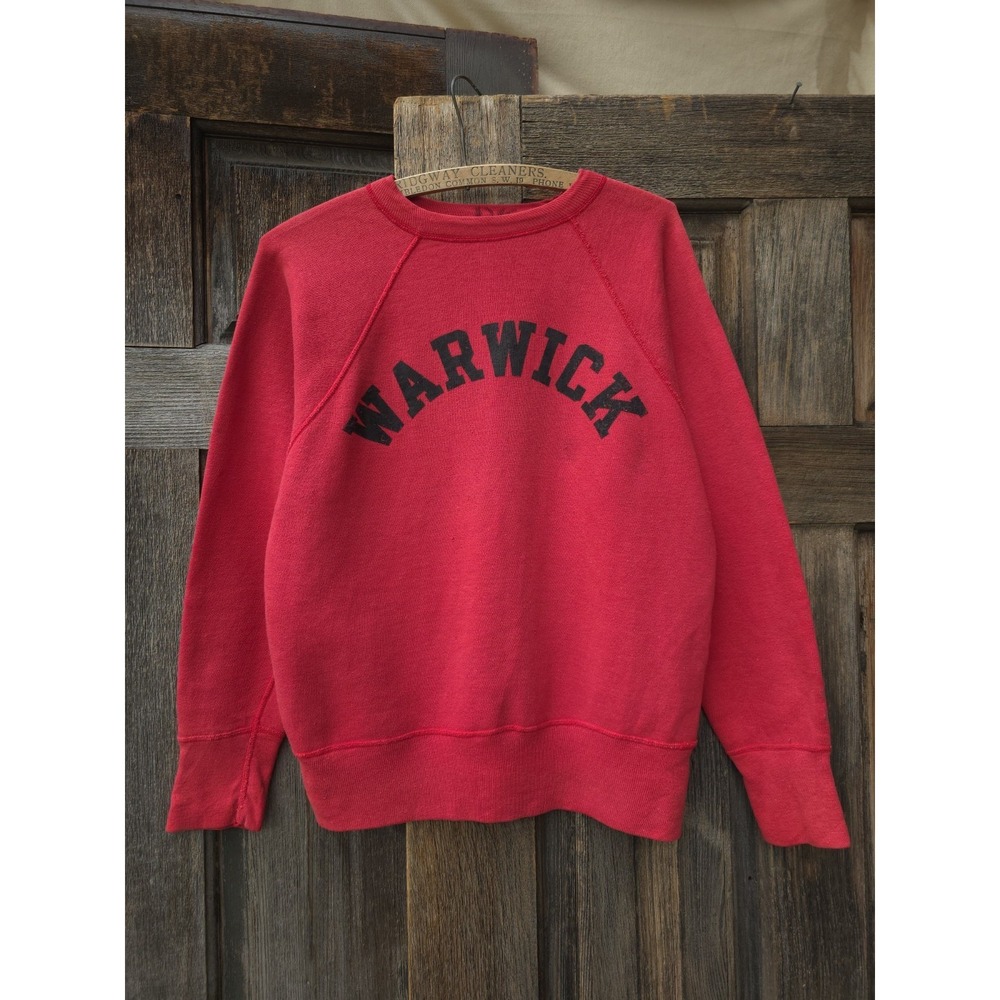 Vintage 1960s Champion Running Man Warwick High School Red Crewneck Sweatshirt M